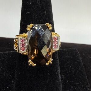Gems En Vogue 925 Smoky Quartz Ring Sz 7.75